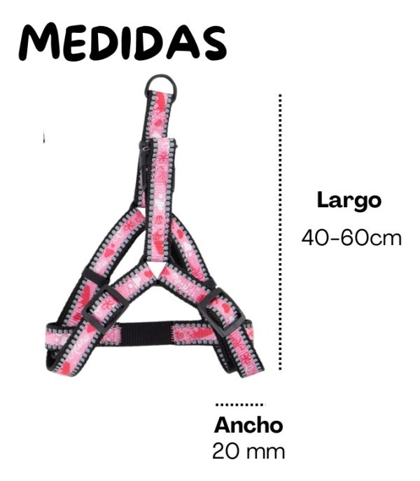Pechera Arnes De Seguridad Para Perros Resistente Mr Wuff Rosa Flores M - Imagen 4