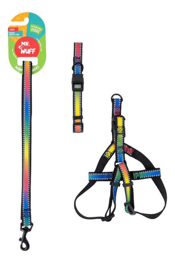 Pechera Arnés De Seguridad Perro Con Correa Y Collar Mr Wuff Multicolor L - Imagen 2