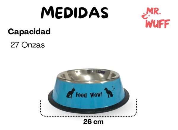 Plato Comedero Perro Antidezlizante 765 G 27oz 26 Cm Mr Wuff Color Azul - Imagen 3