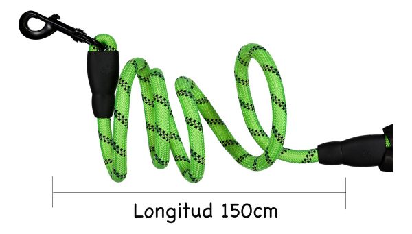 Correa Para Perro Resistente Reflejante 1.50m De Alta Calidad Mr Wuff Color Verde - Imagen 3