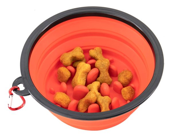 Plato Comedero Perro Plegable Interactivo Grande Mr Wuff Rojo - Imagen 2