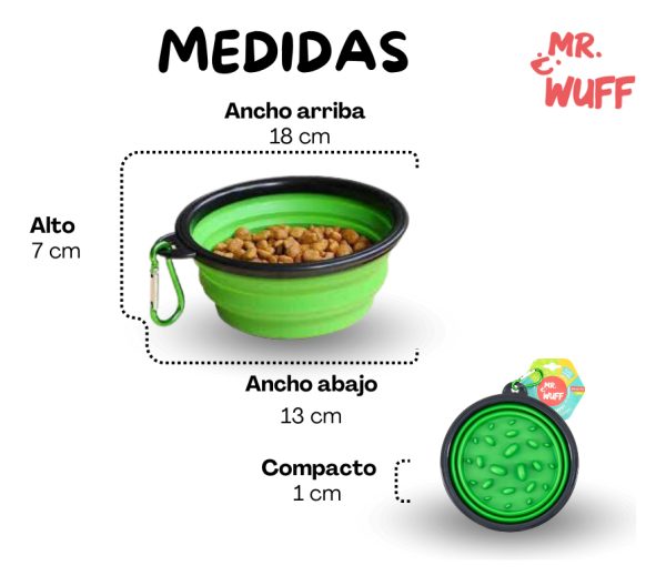 Plato Comedero Perro Plegable Interactivo Grande Mr Wuff Color Verde - Imagen 3