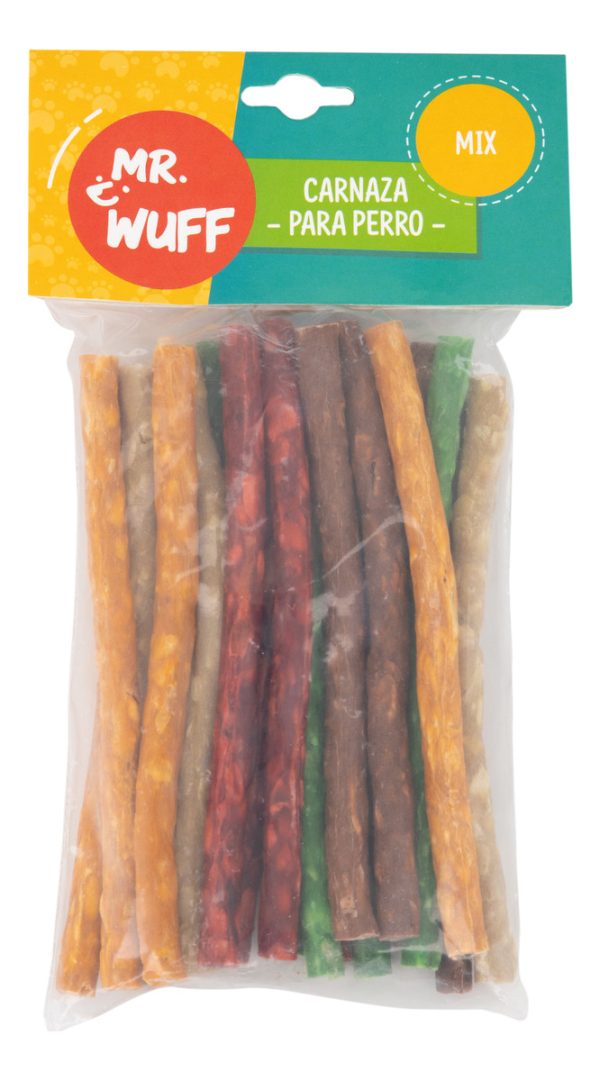 Premios Carnaza Perro Snack 20 Palitos 250gr Mr Wuff Sabor Mixto - Imagen 2