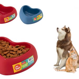 Plato Comedero Para Perro Plastico Forma Corazon Mr Wuff Color Rojo