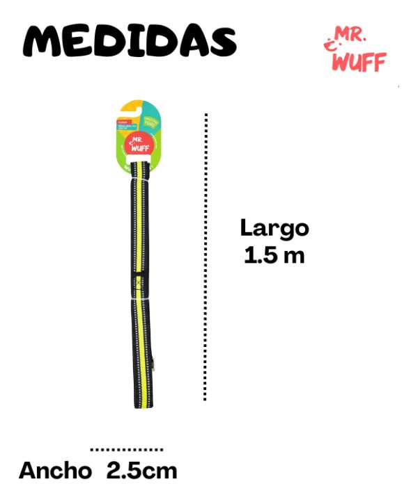 Correa Para Perro Resistente Fuerte Reflejante Mr Wuff Verde - Imagen 3