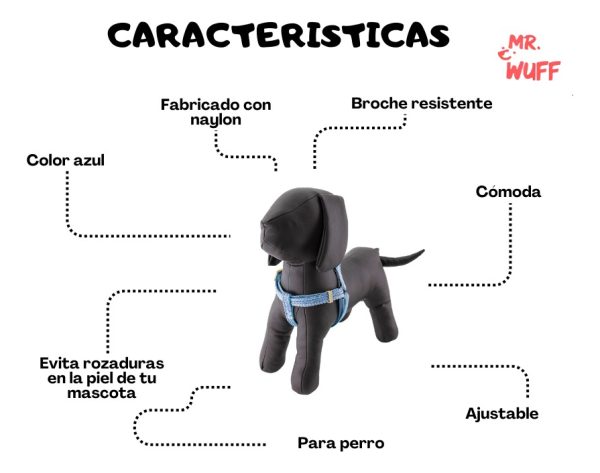 Pechera Arnes De Seguridad Para Perros Resistente Mr Wuff Azul M - Imagen 7