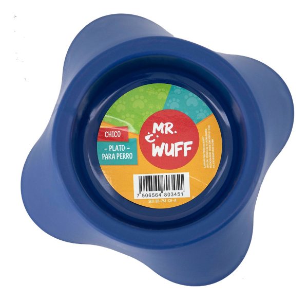 Plato Comedero Para Perro Plastico Mediano 18x15x6cm Mr Wuff Color Azul - Imagen 6