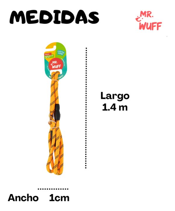 Correa Para Perro Resistente Ajustable Reflejante Mr Wuff Color Naranja - Imagen 3