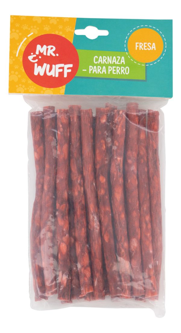 Premios Carnaza Perro Snack 20 Palitos 250gr Mr Wuff Sabor Fresa - Imagen 3