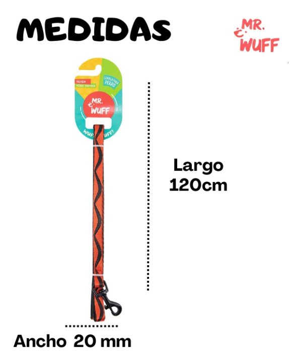 Correa Para Perros Grande Resistente Fuerte 1.20m Mr Wuff Color Rojo - Imagen 3