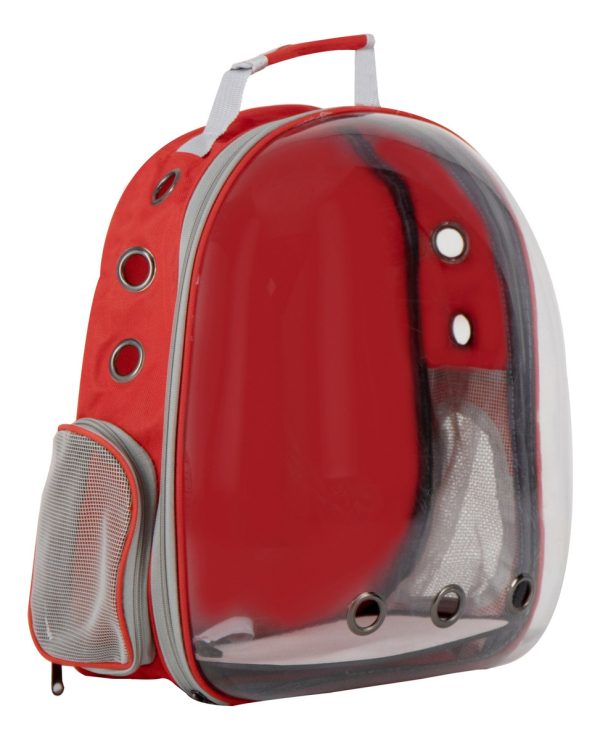 Mochila Transportadora Gato Perro Mr Wuff Comoda Back Rojo - Imagen 2