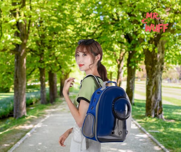 Mochila Burbuja Red Transportadora Perro Gato Mr Wuff Comoda Color Azul - Imagen 5