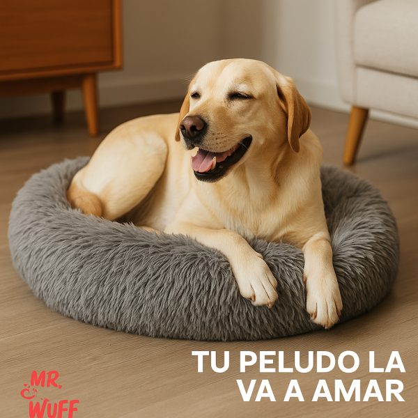 Cama Redonda Para Perro Gato Mascota Antiestrés Mr Wuff 100x100 Cm - Imagen 8