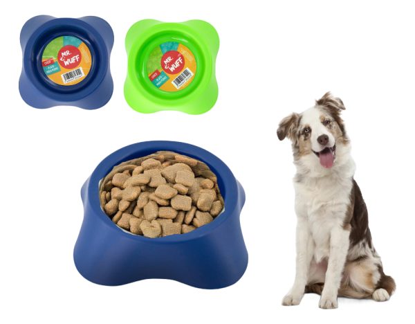 Plato Comedero Para Perro Plastico Mediano 18x15x6cm Mr Wuff Color Azul