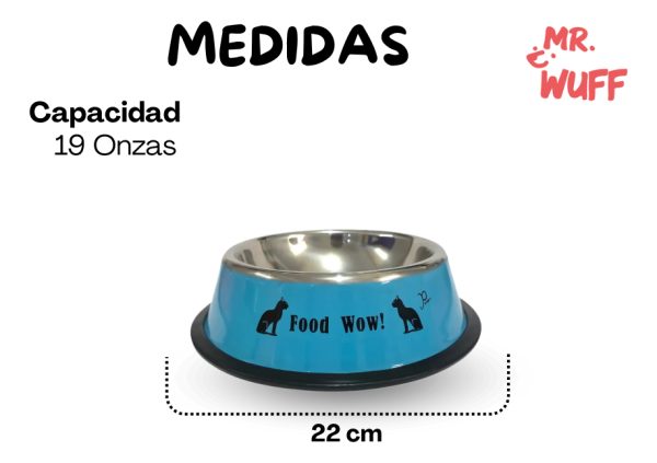 Plato Comedero Perro Antidezlizante 538 G 19oz 22 Cm Mr Wuff Color Azul - Imagen 3