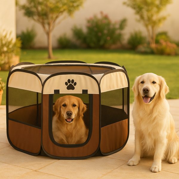 Casa Corral Para Perro Gato Conejo Mascota Plegable Mr Wuff Café / Grande - Imagen 10