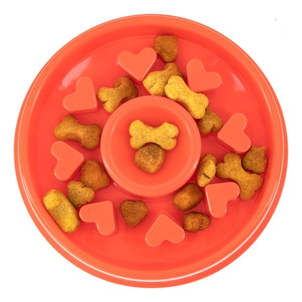Plato Comedero Para Perro Interactivo Comida Lenta Mr Wuff Color Rojo Corazon - Imagen 2