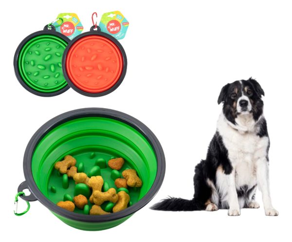 Plato Comedero Perro Plegable Interactivo Grande Mr Wuff Color Verde