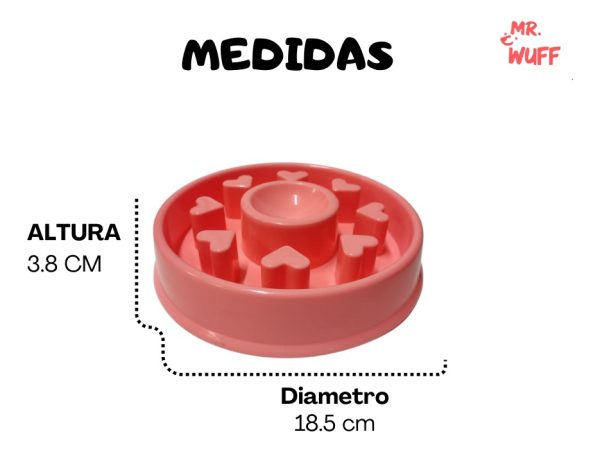 Plato Comedero Para Perro Interactivo Comida Lenta Mr Wuff Rosa Corazon - Imagen 3