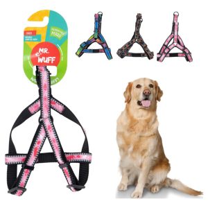 Pechera Arnes De Seguridad Para Perros Resistente Mr Wuff Rosa Flores M