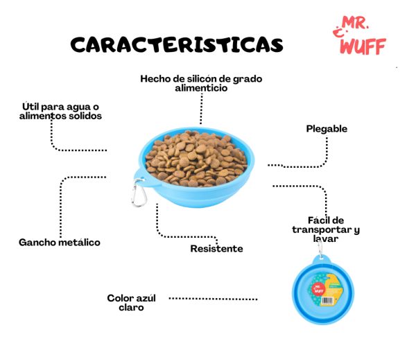 Plato Comedero Para Perro Plegable 17x11x5cm Mr Wuff - Imagen 5