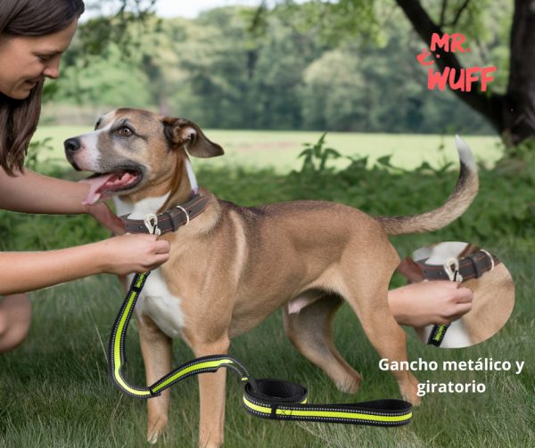 Correa Para Perro Resistente Fuerte Reflejante Mr Wuff Verde - Imagen 4