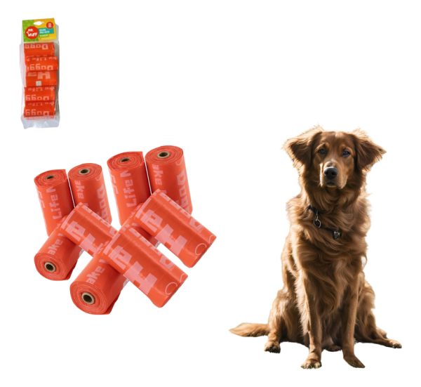 150 Bolsas Para Perro Popo Heces Sanitaria Mr Wuff 10 Rollos Color Rojo