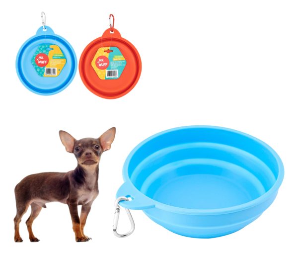 Plato Comedero Para Perro Plegable 17x11x5cm Mr Wuff Color Azul
