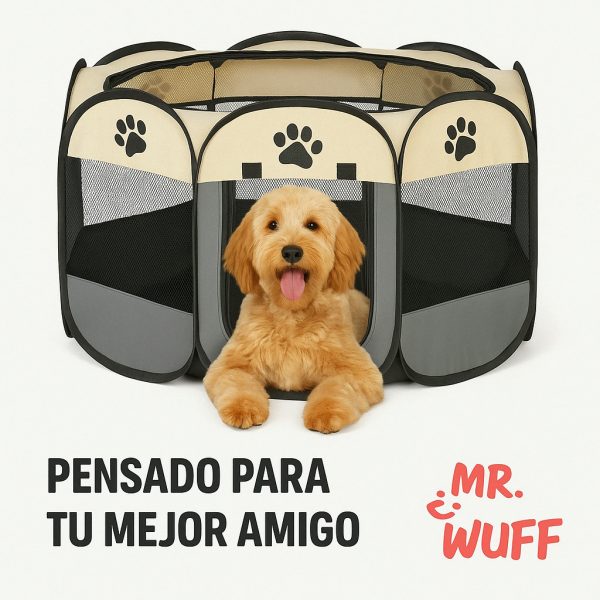 Casa Corral Para Perro Gato Conejo Mascota Plegable Mr Wuff Gris / Chico - Imagen 2