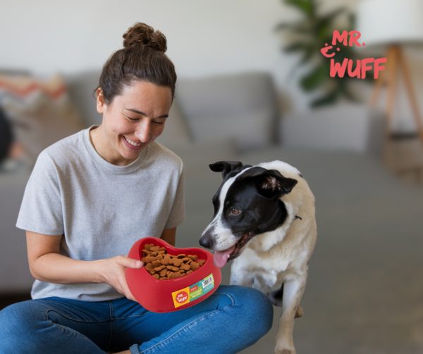Plato Comedero Para Perro Plastico Forma Corazon Mr Wuff Rojo - Imagen 7
