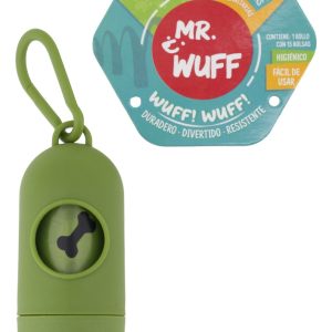 Estuche Bolsa Perro Popo Heces Dispensador + Bolsa Mr Wuff Color Verde