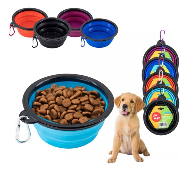Plato Comedero Para Perro Plegable 155g Mr Wuff Color Azul