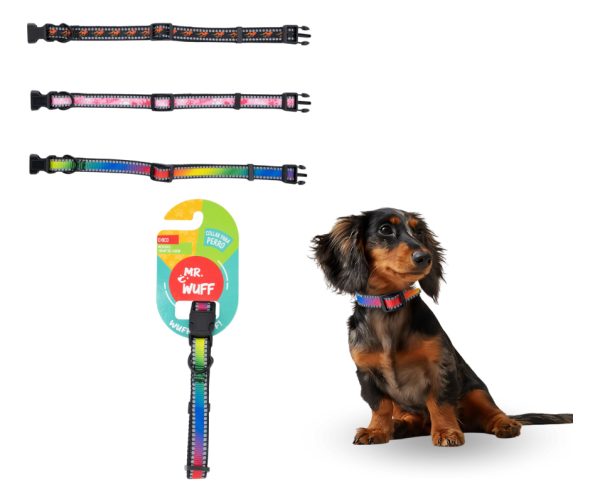 Collar Para Perro Gato Broche Ajustable Mr Wuff Color Multicolor Formas Tamaño Del Collar M