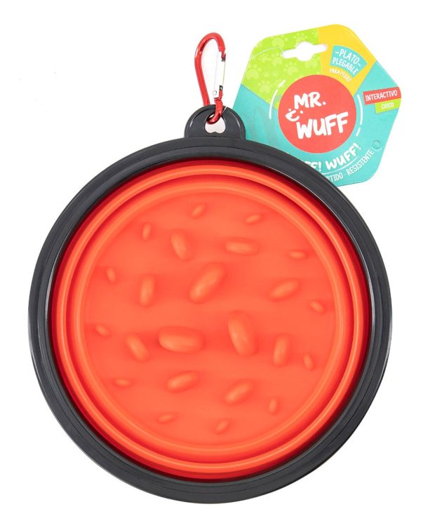 Plato Comedero Perro Plegable Interactivo Grande Mr Wuff Rojo - Imagen 4