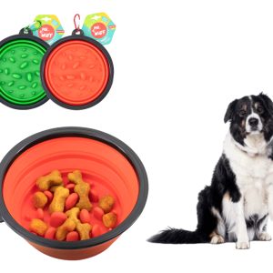 Plato Comedero Perro Plegable Interactivo Grande Mr Wuff Color Rojo
