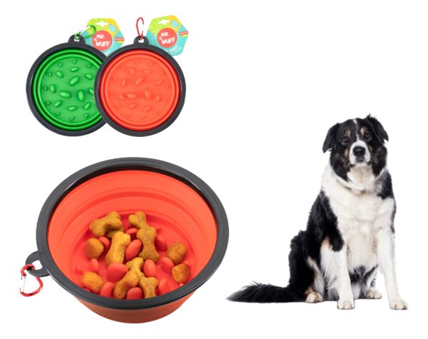 Plato Comedero Perro Plegable Interactivo Grande Mr Wuff Color Rojo