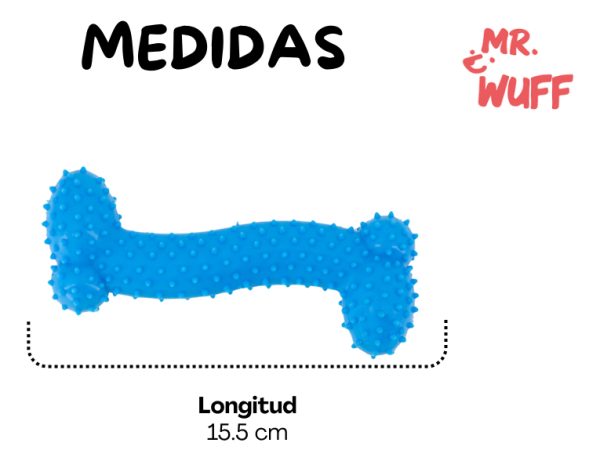 Hueso Para Perro Juguete Mordedera Plástico Resistente Antiestrés Mr Wuff Color Azul - Imagen 3