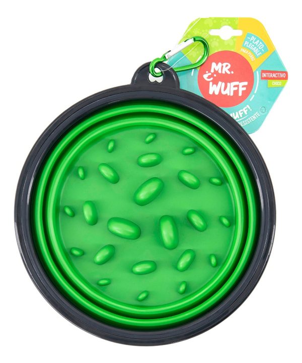 Plato Comedero Para Perro Plegable Interactivo Chico Mr Wuff Verde - Imagen 4