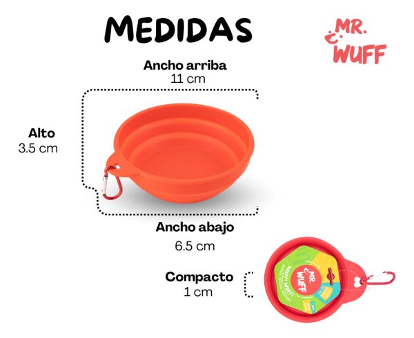 Plato Comedero Para Perro Plegable 17x11x5cm Mr Wuff - Imagen 3