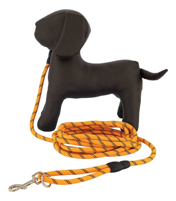 Correa Perro Larga 4.5m Reflejante Gancho Extra Mr Wuff Naranja - Imagen 7