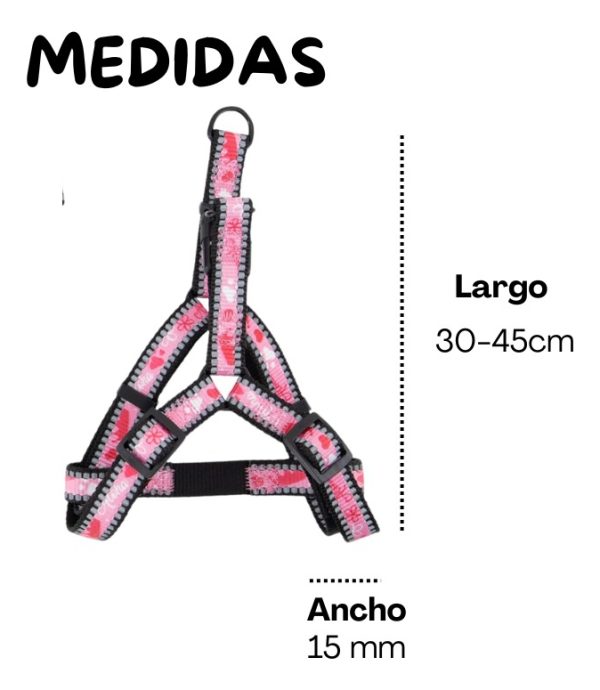 Pechera Arnes De Seguridad Para Perros Resistente Mr Wuff Rosa Flores M - Imagen 5