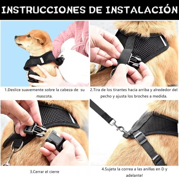 Pechera Perro Arnes Seguridad Mr Wuff Chico Mediano Y Grande Negro L42-56cm - Imagen 6