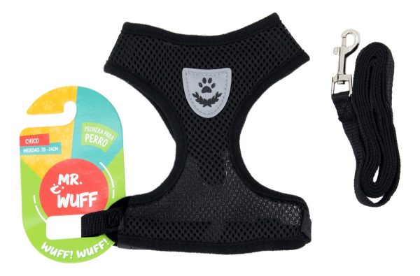 Pechera Perro Arnes Seguridad Mr Wuff Chico Mediano Y Grande Negro L42-56cm - Imagen 2