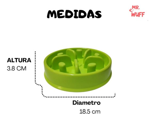Plato Comedero Para Perro Interactivo Comida Lenta Mr Wuff Verde - Imagen 3