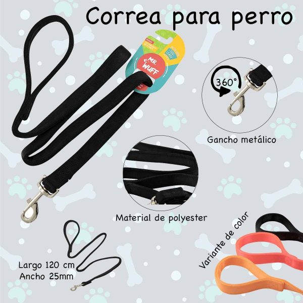 Correa Mr Wuff Perro Grande Cuerda Resistente Y Fuerte Negro - Imagen 4