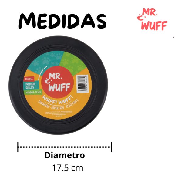Frisbee Volador Perro Mr Wuff Resistente Flexible Negro - Imagen 4