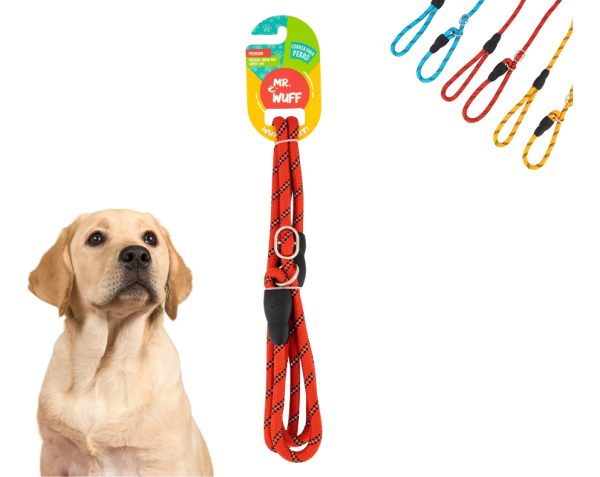 Correa Para Perro Resistente Ajustable Reflejante Mr Wuff Color Rojo