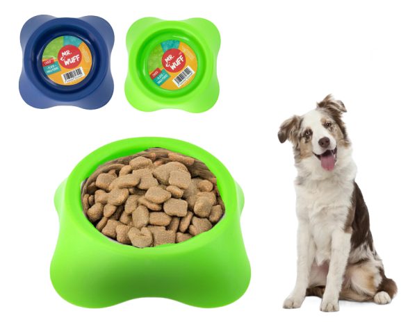 Plato Comedero Para Perro Plastico Mediano 18x15x6cm Mr Wuff Verde