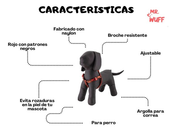 Pechera Arnes De Seguridad Para Perros Resistente Mr Wuff Rojo M - Imagen 7