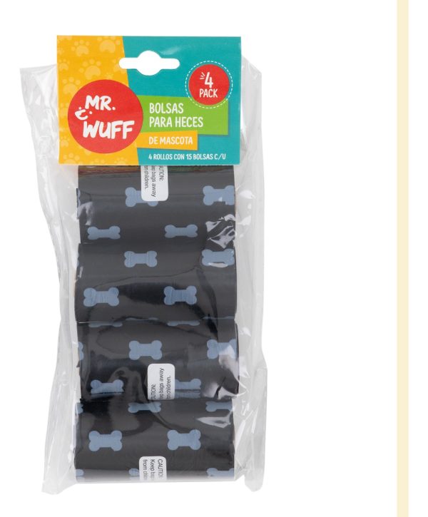 150 Bolsas Para Perro Popo Heces Sanitaria Mr Wuff 10 Rollos Negro - Imagen 10
